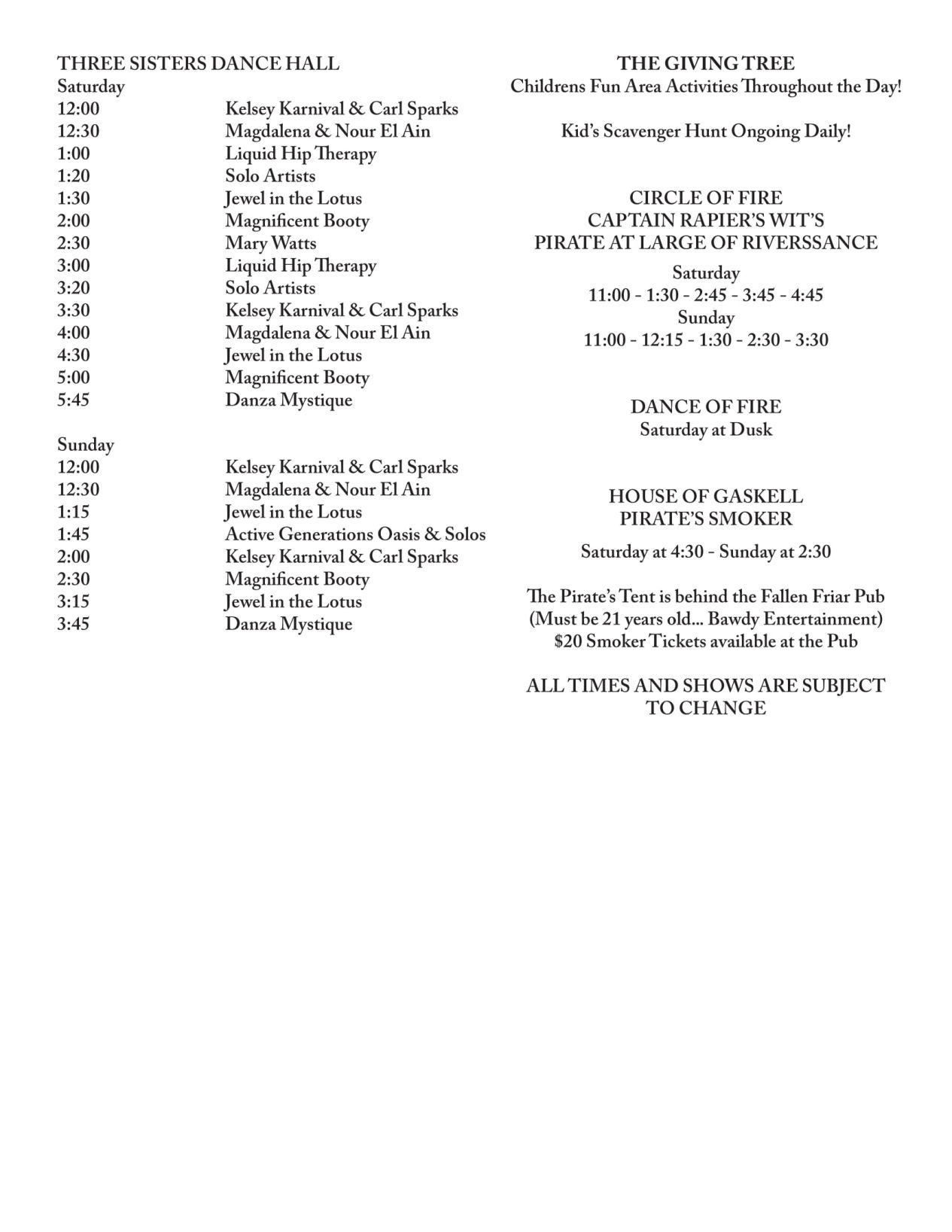 Riverssance schedule 2